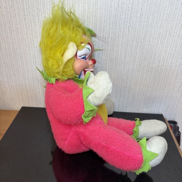 Vtg Rushton Rubber Face Clown Doll 70s Neon Hair Soft Body Happy Clapping Elf - Picture 12 of 14